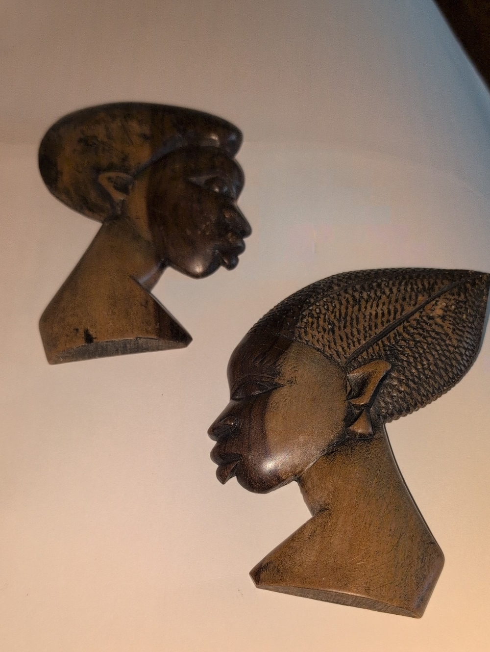 Hand-Carved Wooden African Profile Wall Decor - Brown